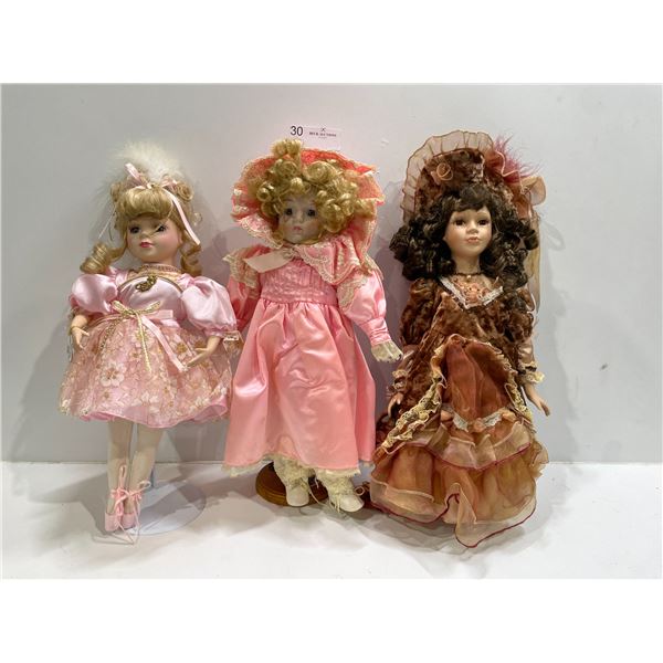 Set Of Three Vintage Porcelain Dolls