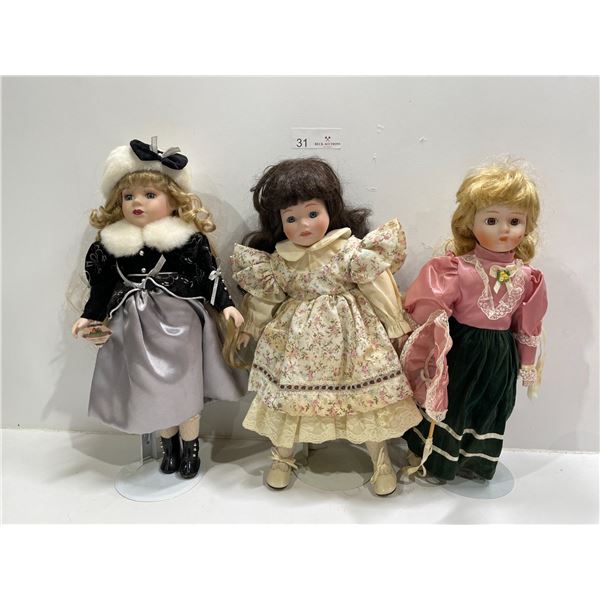 Set Of Three Vintage Porcelain Dolls
