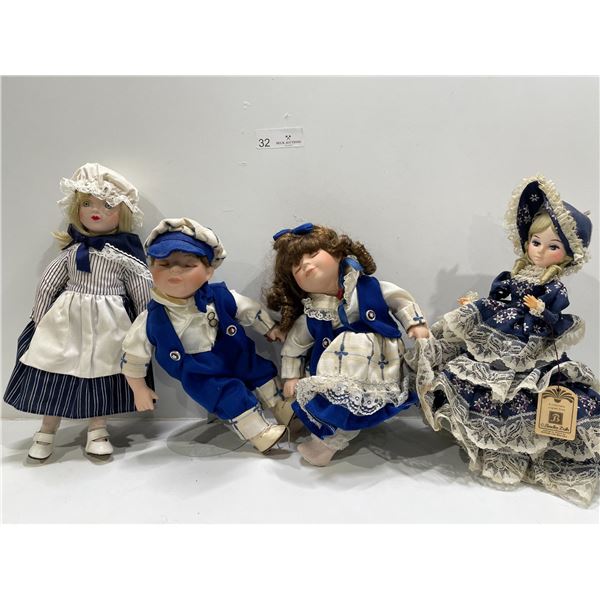 Set Of Four Vintage Porcelain Dolls