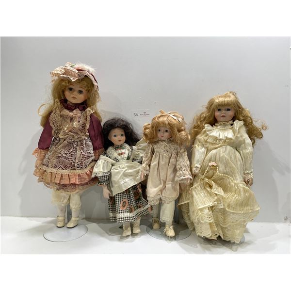 Set Of Four Vintage Porcelain Dolls