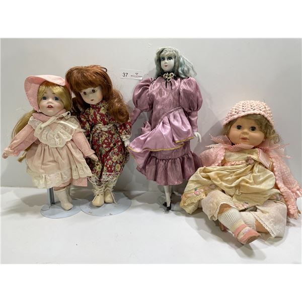 Collection Of Four Vintage Porcelain Dolls
