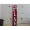 Image 1 : Gutta Percha Porcelain Vertical Tire Sign with Great Gloss and Graphics of Perky the Dog from 1920s 