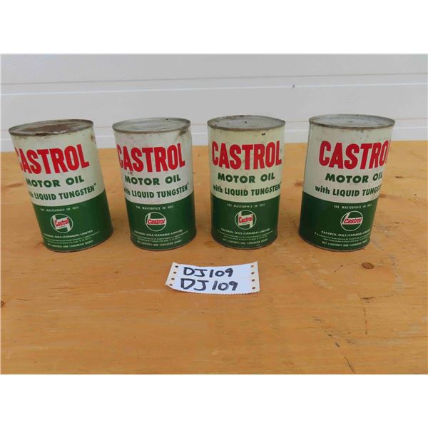 4 Castrol Motor Oil Tins 1 Canadian Quart 