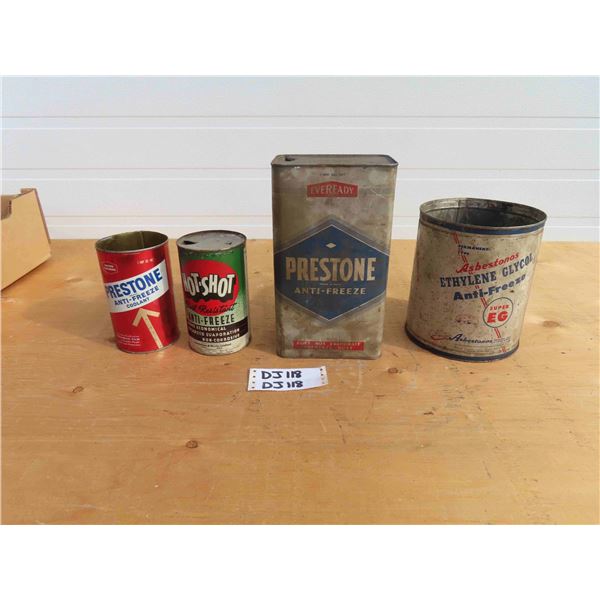 4 Antifreeze Tins - Hot Shot and Prestone 1 