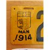 Image 2 : 1914 Manitoba License Plate 10'' x 4 1/2'' Porcelain