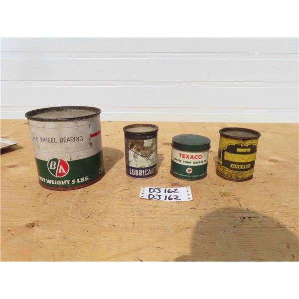 4 Assorted Grease Tins: BA 5 Pound, Texaco 1