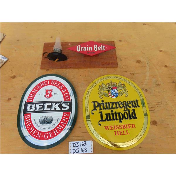 Plastic Grain Belt Beer Sign with Finger Lamp 