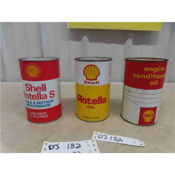 (3) Shell Quartz Oil Cans 