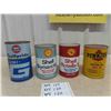 Image 1 : (4) Quartz Oil Cans - 2 Shell + 1 Gulf + 1 Pennzoil , 3 Full of Contents