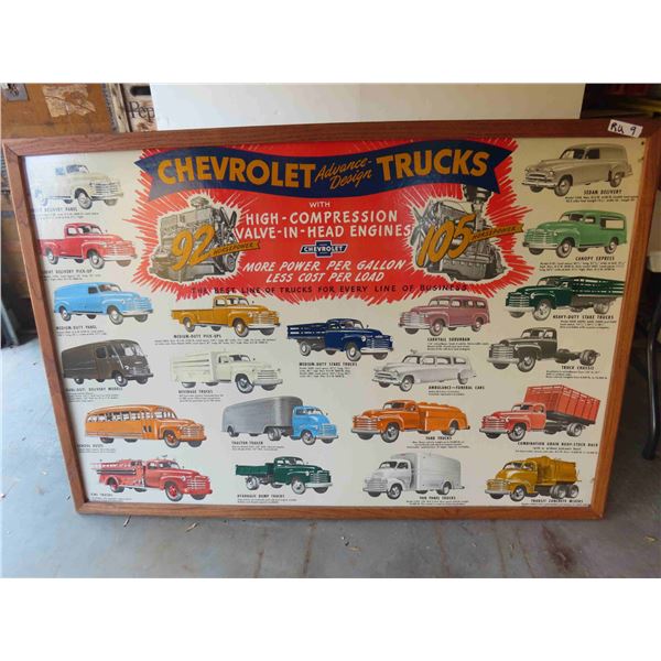 1950s Chevrolet Dealership Various Trucks Cardboard Display with 