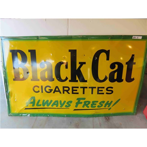 Black Cat Cigarette 'Always Fresh' Self Framed Metal Sign from