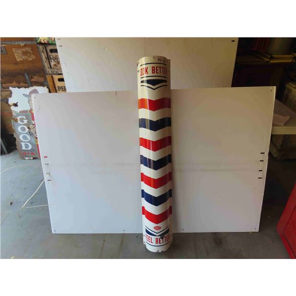 Porcelain Barber Pole 'Look Better, Feel Better' by William 