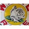 Image 2 : White Rose Porcelain 2 Sided Sign with Frame 48'' Across