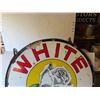 Image 3 : White Rose Porcelain 2 Sided Sign with Frame 48'' Across