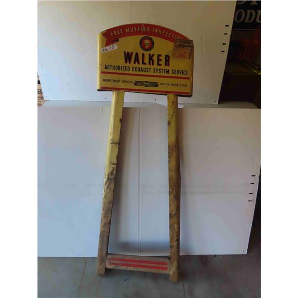 1938 Walker Exhaust System Rack Topper Sign with Rack Frame
