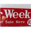 Image 3 : Star Weekly 10 Cent 'For Sale Here' Porcelain Sign 8'' x 28''