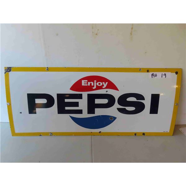 Pepsi Porcelain Sign Kick Plate 12'' x 29 1/2'' 