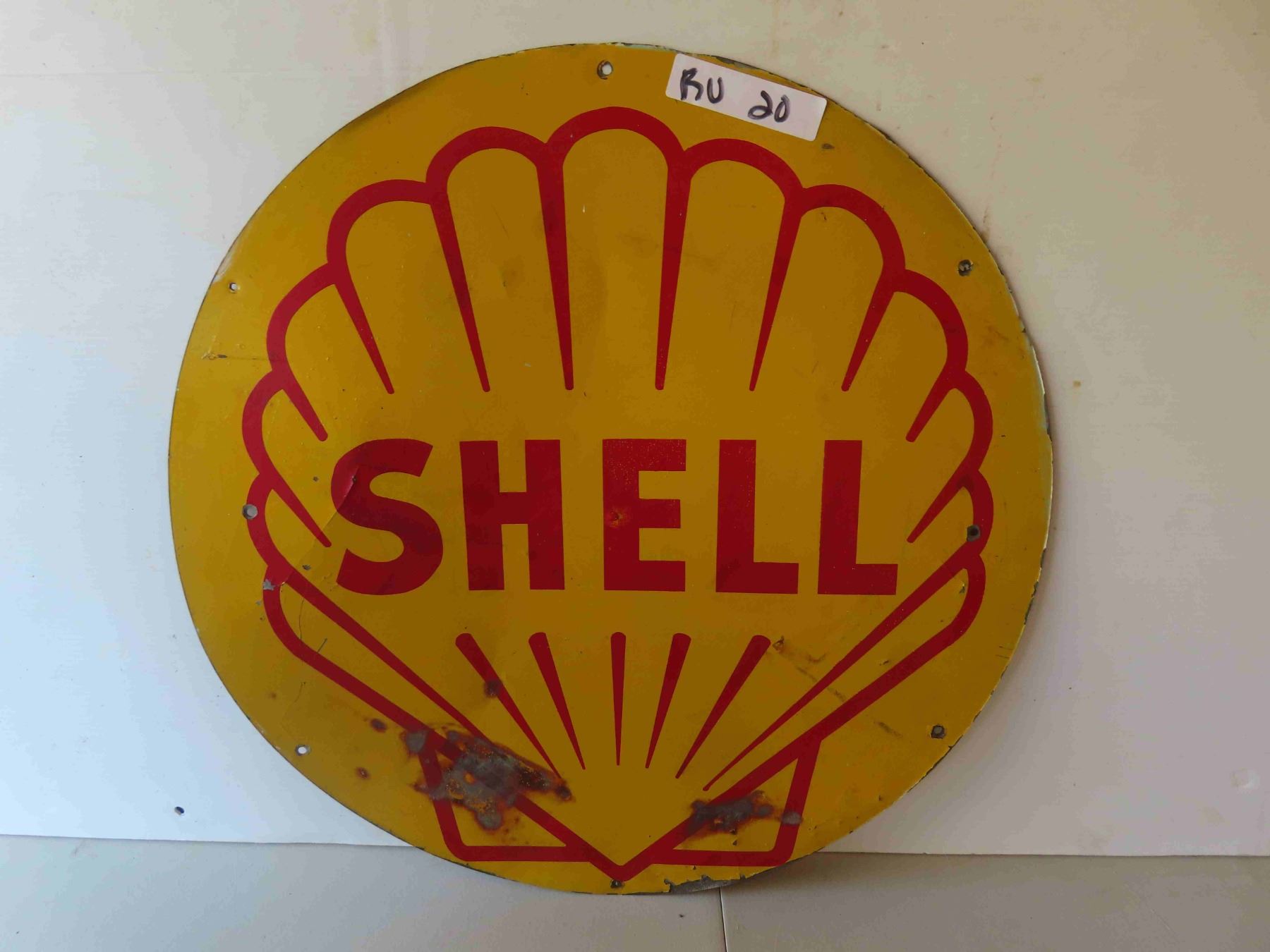 Shell Metal Round Bulk Fuel Tank Sign 22'' Across