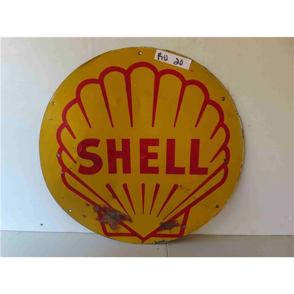 Shell Metal Round Bulk Fuel Tank Sign 22'' Across