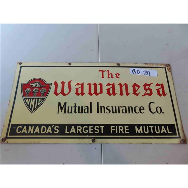 Wawanesa Insurance Metal Sign with Neat Graphics of Beaver