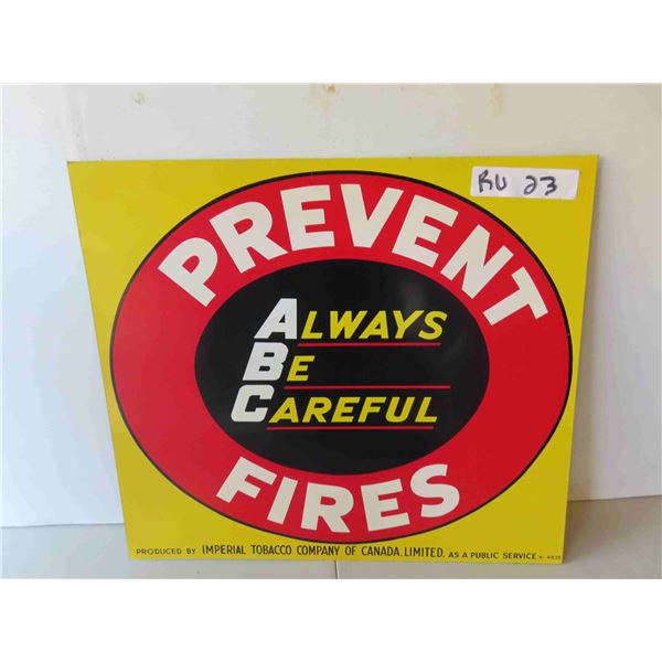 Imperial Tobacco 'Prevent Fires' Metal Sign 15'' x 17''