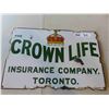 Image 1 : Crown Life Insurance Company Porcelain Sign 12'' x 18''