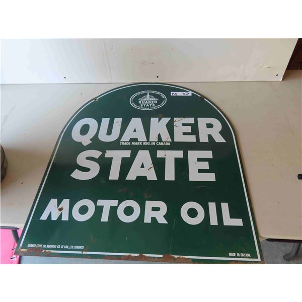 Quaker State Tombstone 2 Sided Metal Sign 26'' x 29''