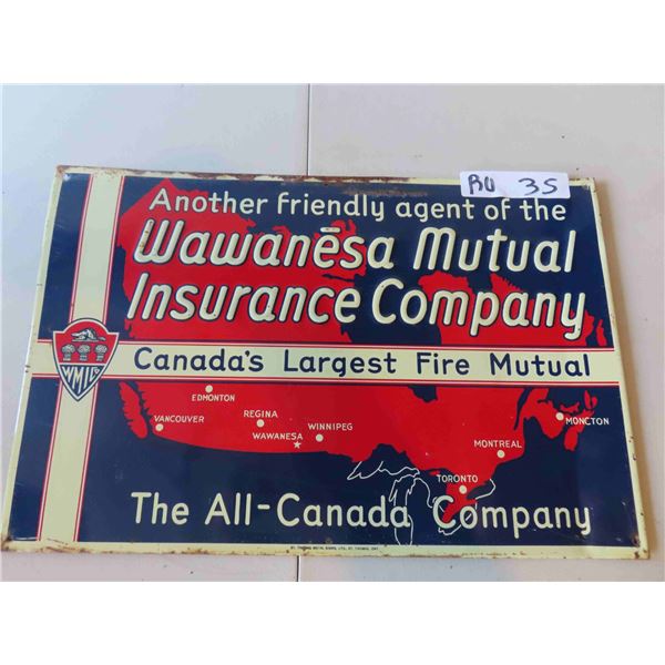 Wawanesa Mutual Insurance Company Metal Embossed Sign 11'' 