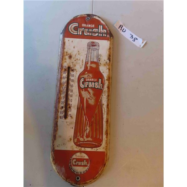 Orange Crush Bottle Metal Thermometer with Bulb 6'' x 19''