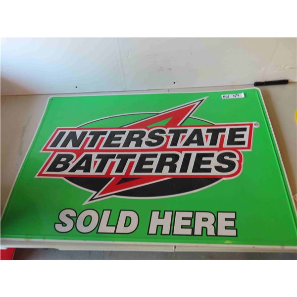 Interstate Batteries Metal Embossed Sign 24'' x 36''