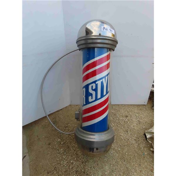 Light Up Motion Barber Pole Glass Cylinder 32'' Tall x 10'' Across