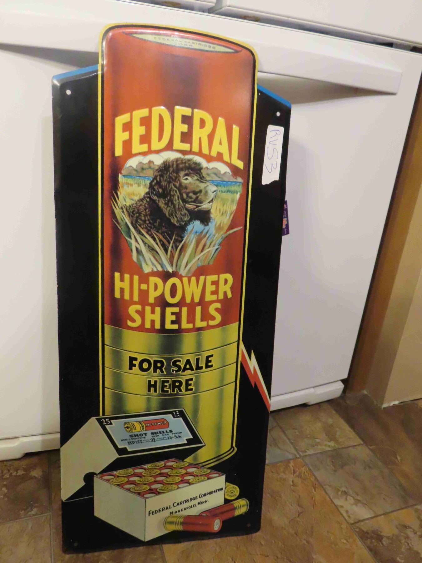 Vintage Federal High Power Shot Gun Shells Metal Embossed Sign