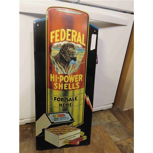 Vintage Federal High Power Shot Gun Shells Metal Embossed Sign