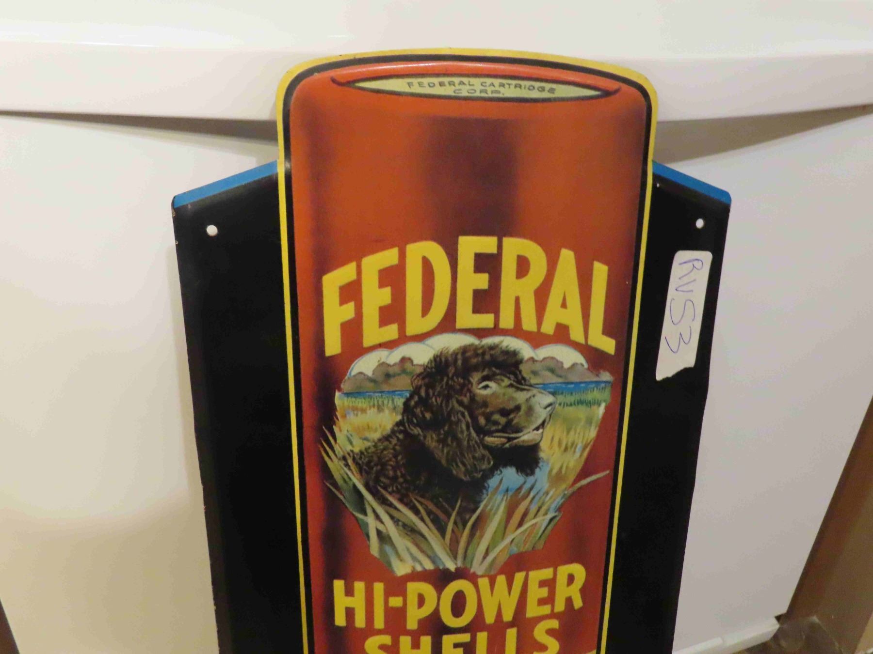 Vintage Federal High Power Shot Gun Shells Metal Embossed Sign