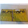 Image 1 : McCulloch Chain Saw Metal Embossed Sign  11 1/2'' x 23'' -Has