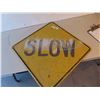 Image 1 : Metal Embossed Traffic Slow Sign 24'' Across