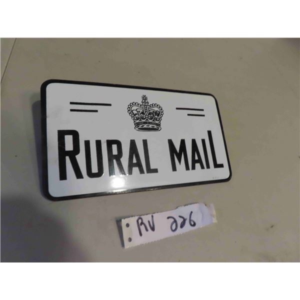 1950s Rural Mail Porcelain Vehicle Sign 9'' x 5''