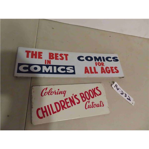 2 Metal Signs : Comic 4'' x 14'' , Children Books 4'' x 9''