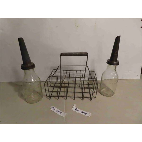 2 Eco Oil Quartz Bottles with 6 Bottle Holder Rack