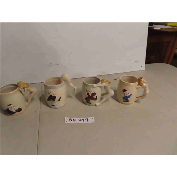 4 Bottoms Up Naughty Cups , No Maker Markings 