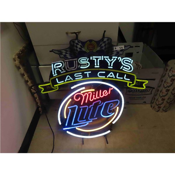 Rusty's Last Call Miller Lite Neon Sign 4 Colors 28'' x 32'' 