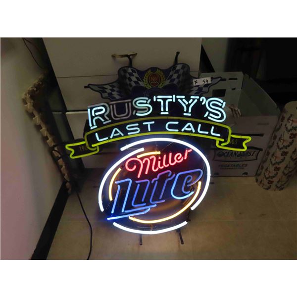 Rusty's Last Call Miller Lite Neon Sign 4 Colors 28'' x 32'' 