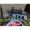 Image 2 : Rusty's Last Call Miller Lite Neon Sign 4 Colors 28'' x 32'' 