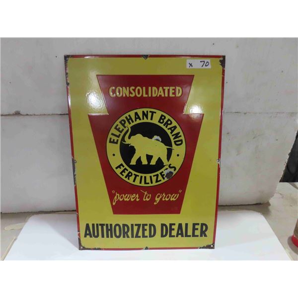 Elephant Brand Fertilizers Porcelain Dealer Sign 18'' x 24''