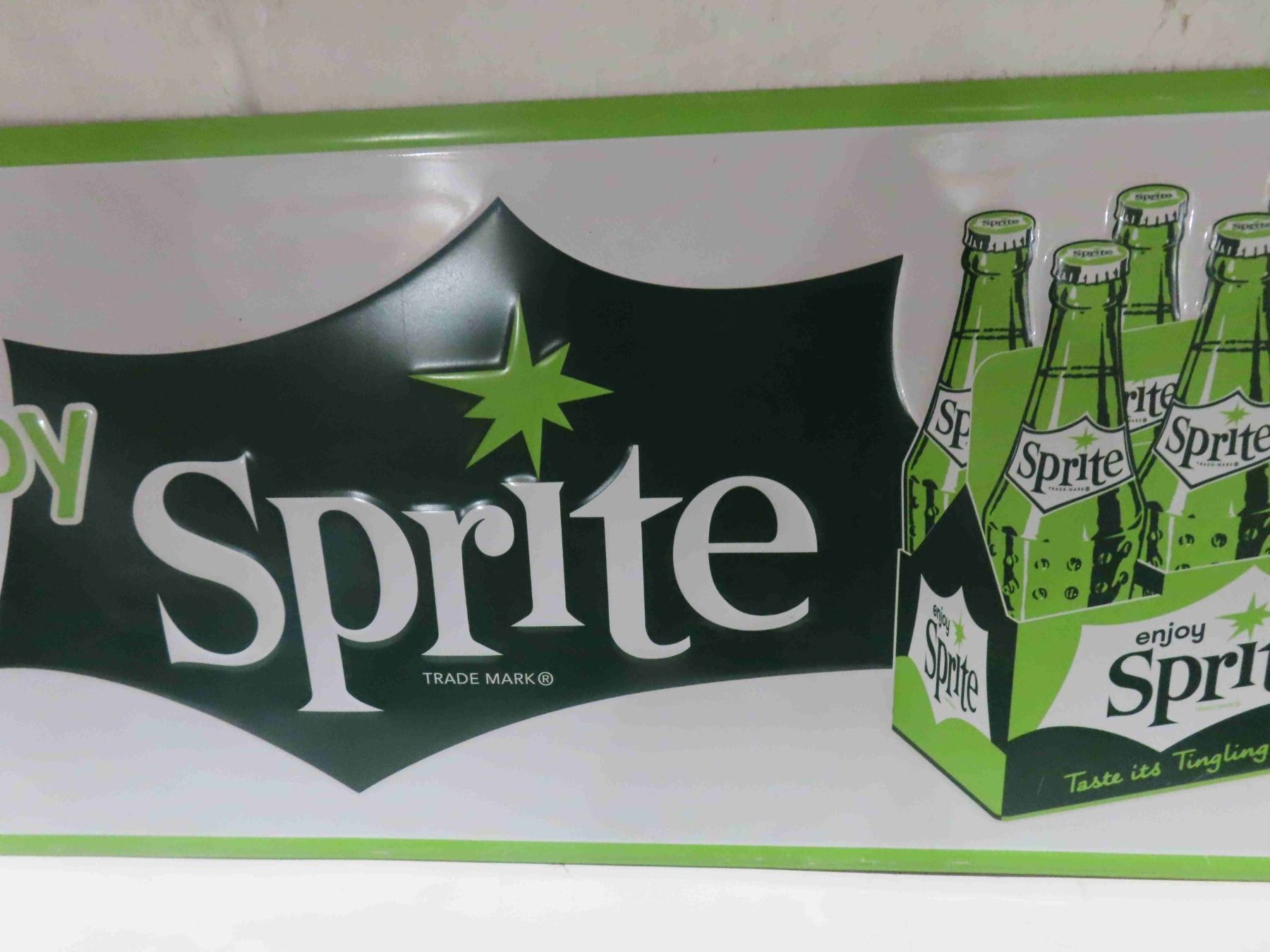 Modern Sprite Metal Embossed Sign Made in USA 35 1/2'' x