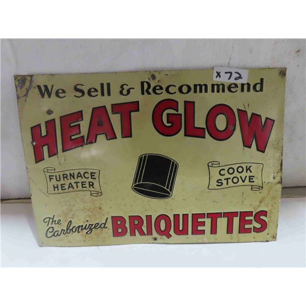 Heat Glow Briquettes Metal Embossed Sign 19'' x 13 1/2'' 