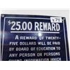 Image 2 : $25 Reward for Snitches School Porcelain Sign 10'' x 14'' 