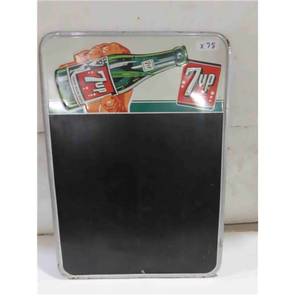 7UP Menu Board with Bottle Girl Metal Embossed 