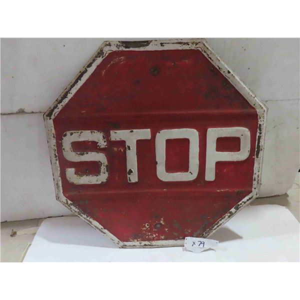 Early Traffic Stop Sign Metal Embossed 24''