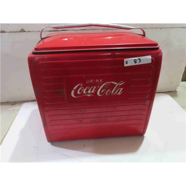 Coca Cola Picnic Cooler Metal Embossed 16'' x 17'' x 12''